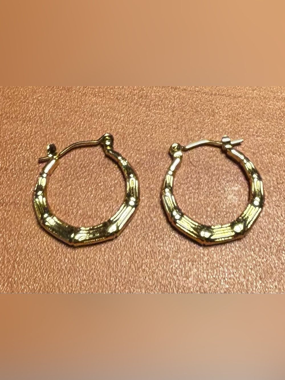 Textured Gold Bamboo Hoop Earrings for Women